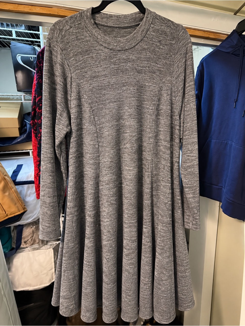 TORRID Plus Size Long Sleeve Heather Grey Fit-and-Flare Dress